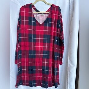 SOMA Cool Nights Long Sleeve Sleepshirt Nightgown Lounge Red/Blue/White Size L